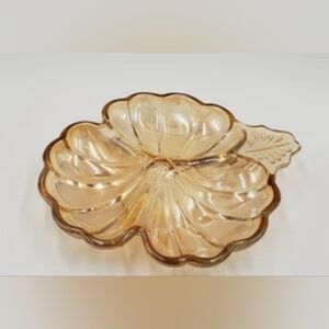 Vintage Jeanette Glass Co. Iridescent Orange Carnival Glass Nut Dish